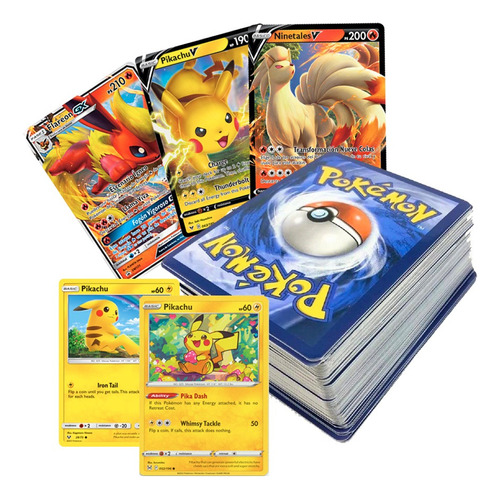 Pack Cartas Pokémon Pikachu + Carta V/gx/ex Lotes Originales