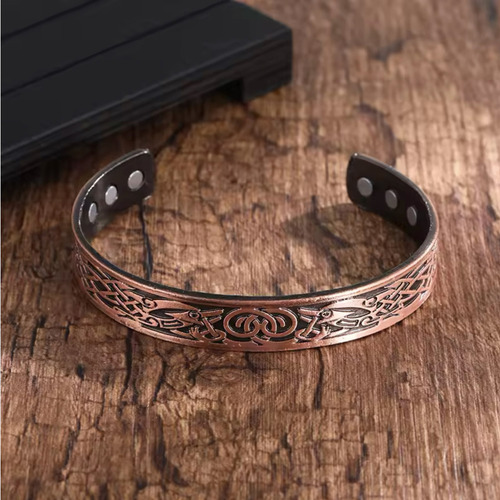 Pulsera Vikinga Imanes Infrarrojos Magnética Hombre Mujer Color Cobre Diámetro 6 cm Largo 22 cm