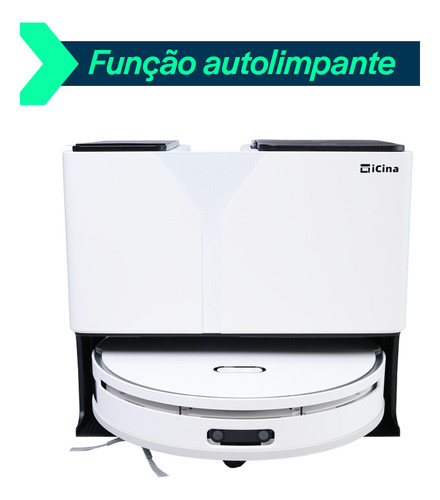 Robô Aspirador Inteligente Botman4 iCina Aspira Varre Passa Pano Autolimpante