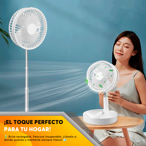 Ventilador Solar Portátil Recargable 6w Blanco 8 Con Panel