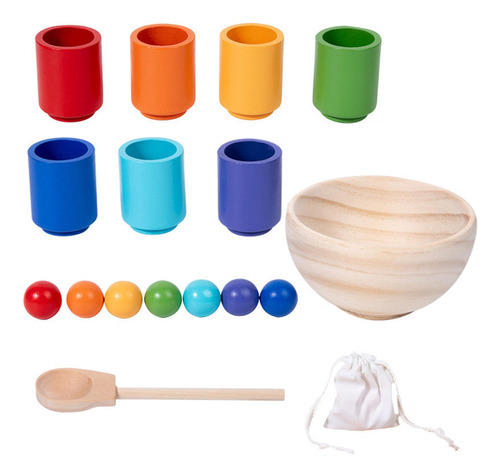 Juguetes Montessori Bolas De Madera En Tazas Clasificación