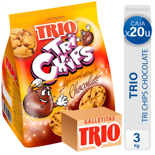 Caja Galletitas Trio Tri Chips Chocolate Pack - Mejor Precio