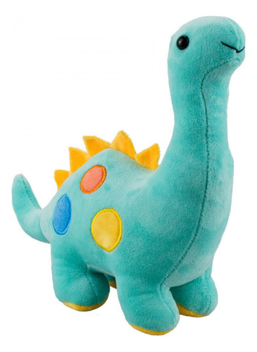 Dinossauro Verde Fluorescente Círculos Coloridos 18cm - Cor Azul-turquesa