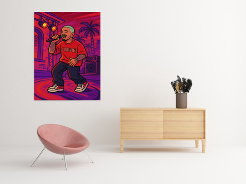 Cuadro Moderno Mural J Balvin Urbano Colorido Vibrante Full Hd
