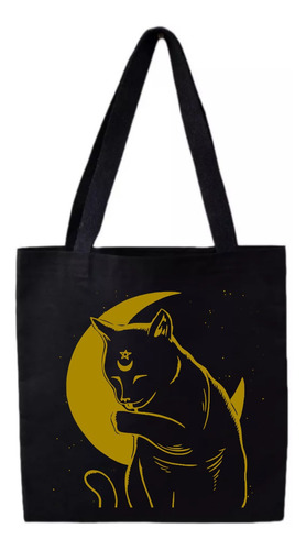 Ecobag A Lua E O Gato - Algodão Cru - Preto 35x35cm