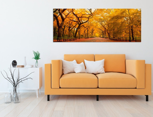 Cuadro Moderno Canvas Bosque De Otoño 60x160cm