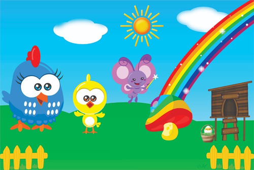 Imagem 2 de 5 de Painel Poli Banner Galinha Pintadinha +displays Kit Festa M