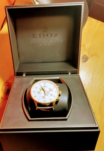 Reloj Ph Edox Les Vauberts Enchapado Y Cuero