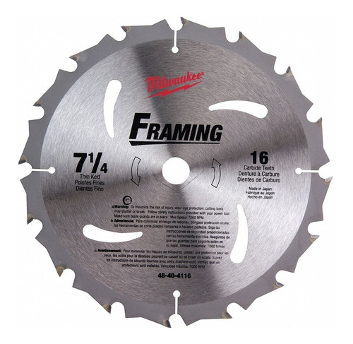 Imagen 1 de 2 de Sierra Circular 7-1/4' X 16 Dientes / Milwaukee 48-40-4116