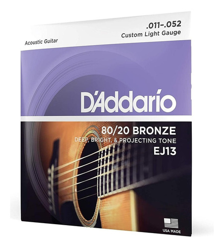 Cuerdas Guitarra Electroacustica Daddario Ej13 Bronze 80/20 