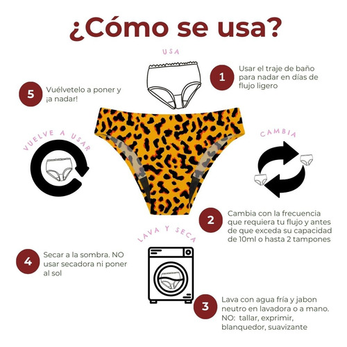 Traje De Baño Para Periodo Luna Segura Bikini Atlas Animal P Naranja Ech
