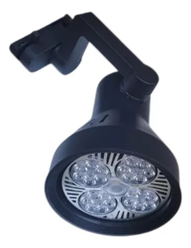 Lámpara 6 Focos Negro Par30 45w Luz Cálida+2 Riel 1mt+unión