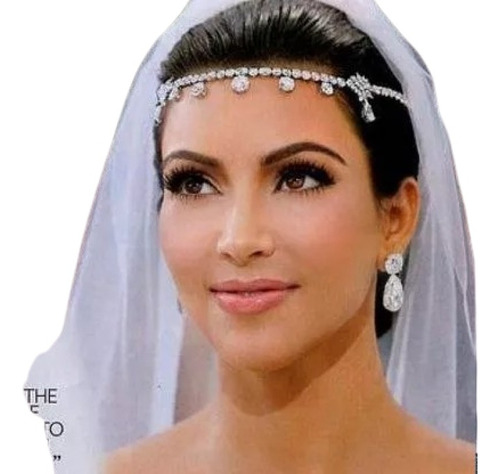 Tiara Testeira Headband Noiva Strass Prata Kim Kardashian