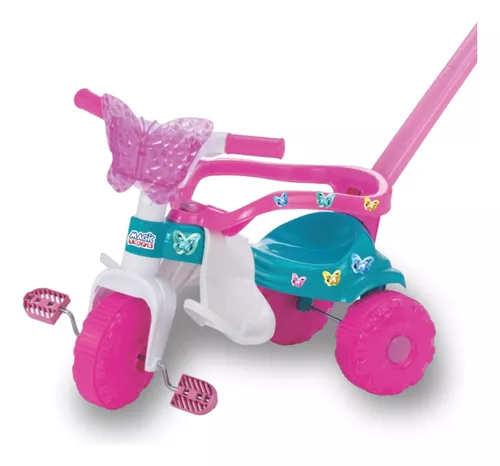 Triciclo Motoca Infantil Butterfly Rosa Magic Toys Sem Luz