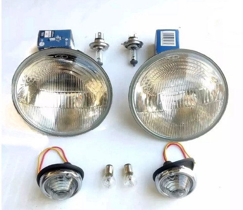 Farol Jeep Willys Rural F75 Com Lâmpada E Lanterna Pisca