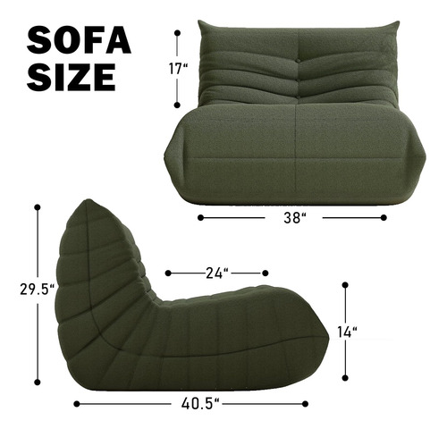 Sofa Togo Comodo Y Elegante Color Verde Fondo Antideslizant