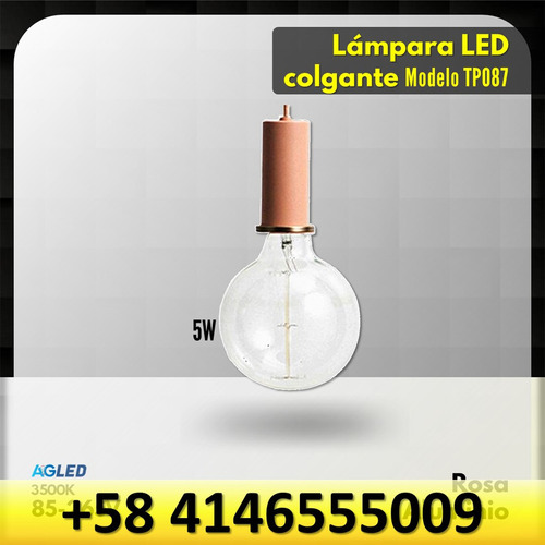 Lampara Led Colgante 5w Rosa 3500k Ac85-265v Aluminum Tp087