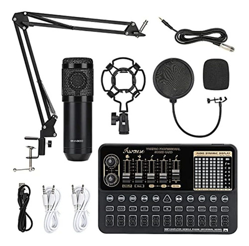 Asmuse Condenser Microphone Bundle Bm-800 Mic Kit Con Tarjet