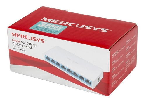 Imagen 2 de 2 de Switch Mercusys Fast Ethernet Ms108, 8 Puertos 10/100mbps