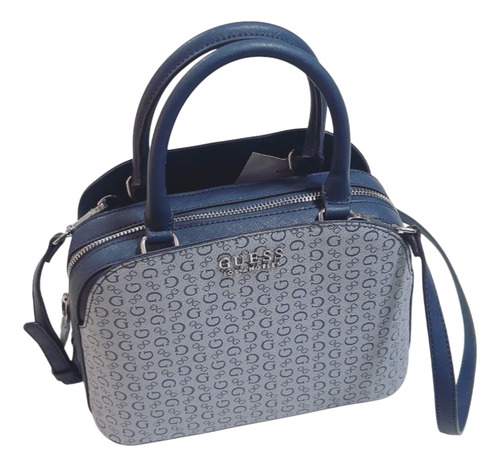 Bolsa Guess Handbag Satchel Original Azul Marino Lisa Níquel Azul Marino