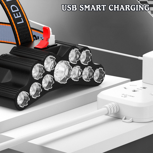 Linterna Frontal O 11led Para Exteriores, Linterna Con Carga