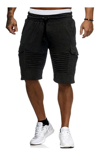 Pantalones De Encaje Plisado Para Hombre Color Sólido Fitnes 
