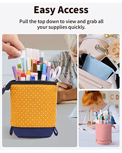 Cartuchera / Estuche De Pie Pop Up Espaciosa - Naranja/azul