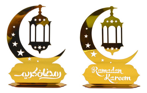 Adornos Acrílicos Ramadan Kareem, Linterna Dorada Con Forma