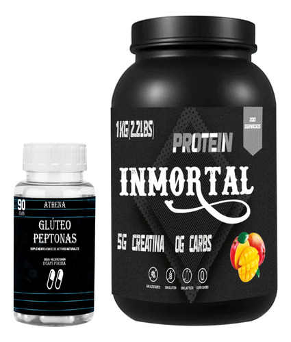 Dúo Peptonas Athena + Creatina Inmortal 90 Cap/1kg 200 Serv. Sin Sabor - Mango
