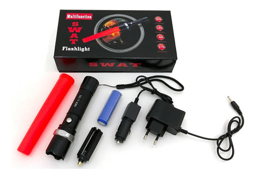 Lanterna Tática Recarregável Carregador Veicular 20000 Lumen