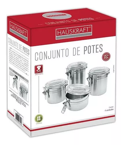 Conjunto De 7 Potes Herméticos Tampa Com Trava Click Comida Chumbo