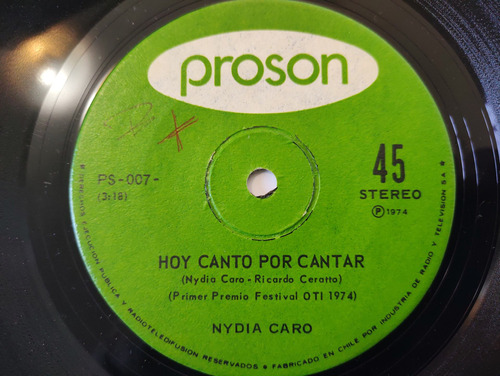 Vinilo Single De Nydia Caro -hoy  Solamente Canto Por ( A6