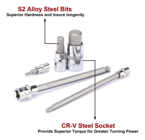 Kit Dados Torx Macho Y Hembra Estrella Allen Mm Sae 107 Pzs
