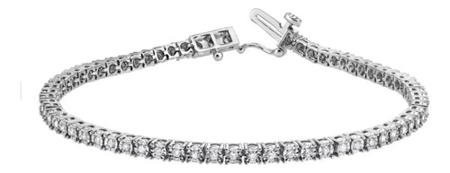 Pulsera Tenis En Plata Esterlina Y 0.75ct Diamantes Éticos Color Plateado Diámetro 17 Cm Largo 17 Cm