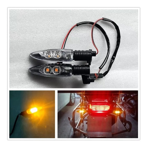 Imagen 4 de 4 de X2 Luz Intermitente Moto Led Premium Ámbar Super Brillo