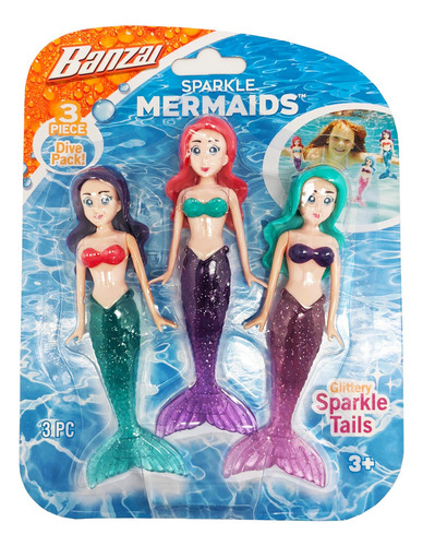 Banzai Juguetes De Buceo De Sirena Brillante De 3 Piezas - C