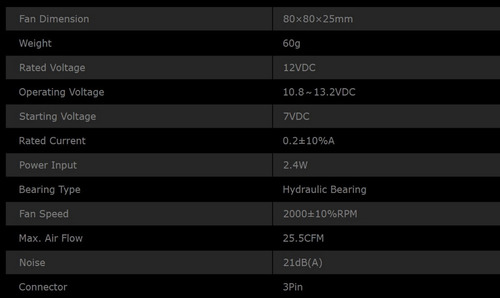 Cooler 80mm Id-cooling No-8025-sd 2000rpm 3 Pines 80x80x25mm