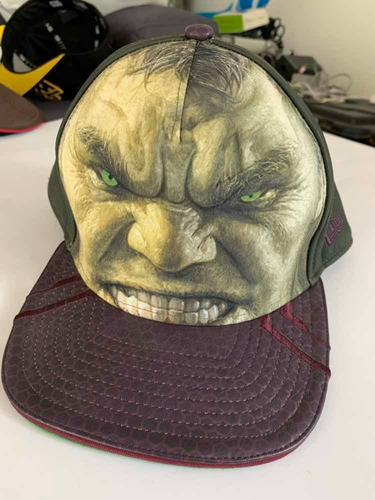 Gorra New Era 59 Fifty Hulk Avengers Tipo Piel 100% Nueva