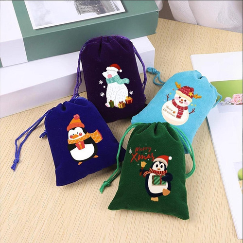 50 Bolsas Para Envolver Regalos De Navidad, Sacos De 15x20cm