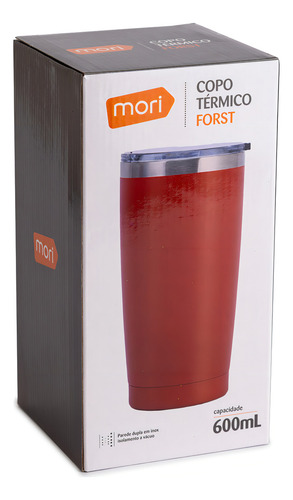 Copo Térmico Tampa De Acrílico Parede Dupla Inox Vacuo 600ml Cor Laranja Mr1098