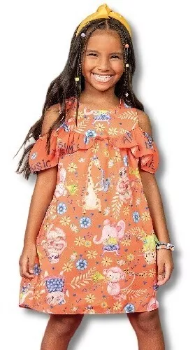 Vestido Laranja Moana Infantil