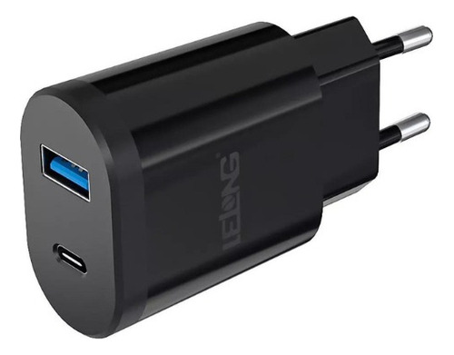 Fonte Carregador Tipo C Usb 2 Entradas 5.1a Turbo Universal Cor Preto