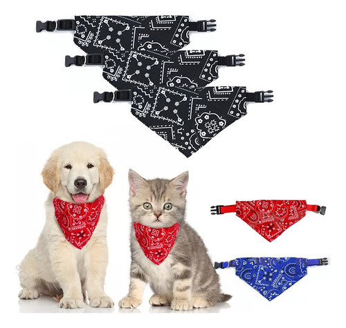 3pcs Collar Para Perro Gato Pañuelo Paliacate Varios Tamaños