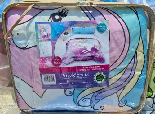 Edredón Unicornio Dos Vistas Matrimonial Marca Providencia