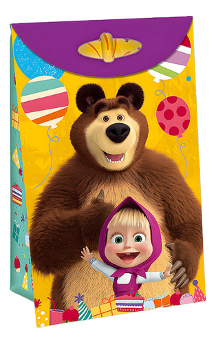 Bolsa Carton Fuelle Masha Y El Oso X8u - Cotillón Waf