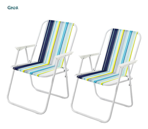 Silla Plegable Para Playa Portátil Con Reposabrazos 2 Pz, Con Asiento Y Respaldo De Lona,asientos Cómodos Con Resorte Gmdr