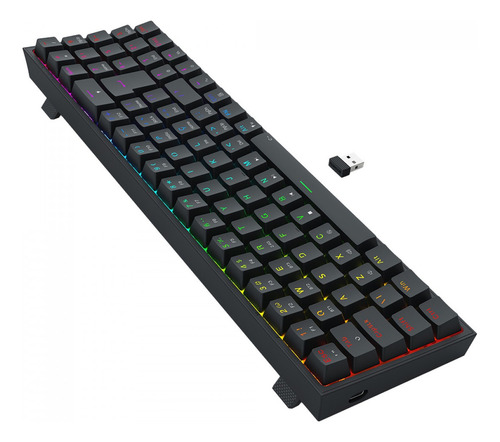 Teclado Gamer Redragon Rgb Wireless Bluetooth Abnt2 Preto