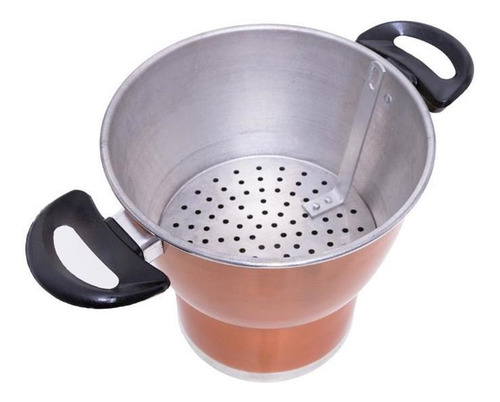 Panela De Fazer Cuscuz N 18 Com Tampa De Vidro Cor Cobre Cobre