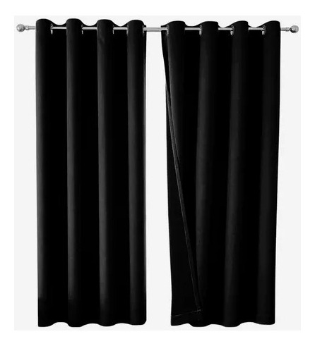 2juegos Cortina Blackout Vero Hogar 2.13m 1.37m Lisa Térmica Negro