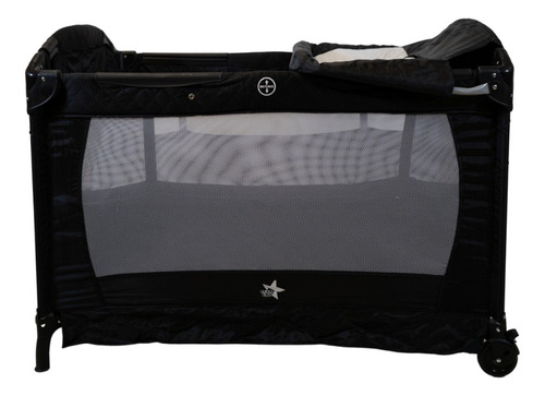 Cuna Corral Para Bebé Starkids Galaxis Portátil Mecedora Color Negro Diseño De La Tela Liso
